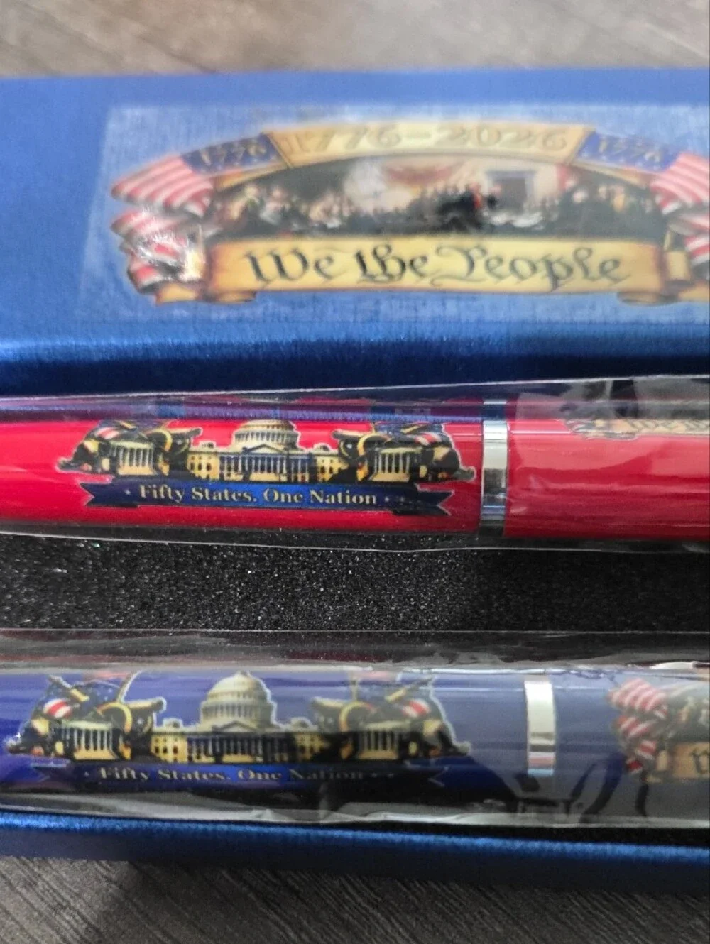 Patriotic 'We the People' Ballpoint Pen Set - Red & Blue -250th Anniversary Pens